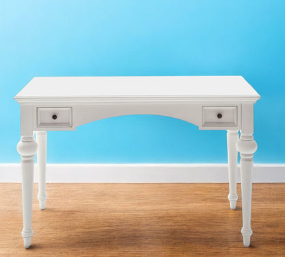 Bureau d'ordinateur blanc de 47 po avec deux tiroirs