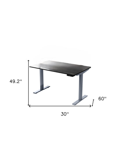 Bureau debout réglable en acier inoxydable noir et gris de 30 po