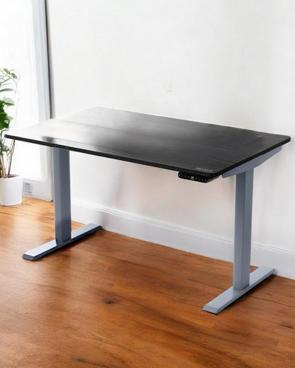 Bureau d'ordinateur réglable en acier inoxydable noir et gris de 30 po