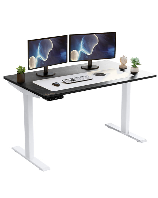 30" Adjustable Black and White Stainless Steel Computer Desk