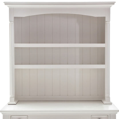 Bureau d'ordinateur en bois massif blanc de 47 po avec huche et deux tiroirs