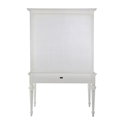 Bureau d'ordinateur en bois massif blanc de 47 po avec huche et deux tiroirs