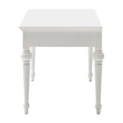 Bureau d'ordinateur en bois massif blanc de 47 po avec huche et deux tiroirs