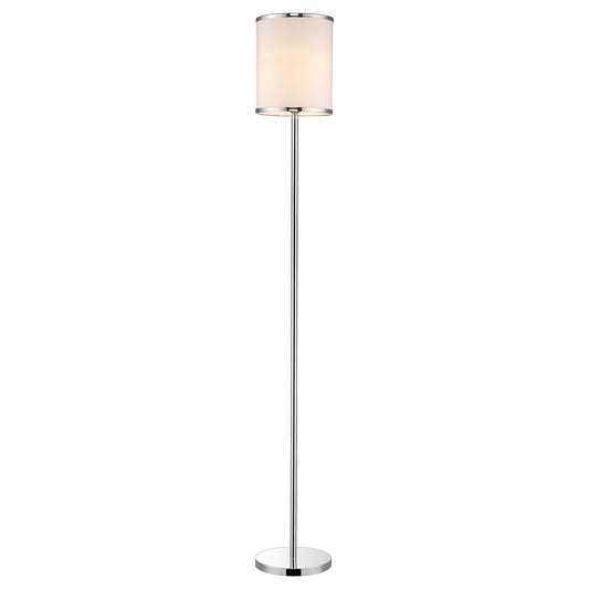 65" Chrome Traditional Shaped Floor Lamp With White Drum Shade