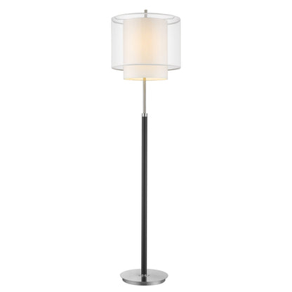 Lampadaire de forme traditionnelle chromé de 62 po avec abat-jour tambour blanc