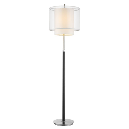 62" Chrome Traditional Shaped Floor Lamp With White Drum Shade