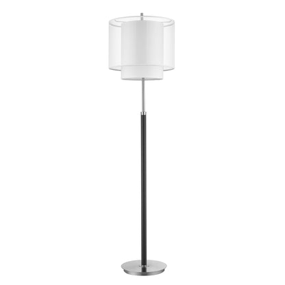 Lampadaire de forme traditionnelle chromé de 62 po avec abat-jour tambour blanc