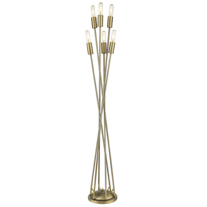 60" Brass Six Light Torchiere Floor Lamp