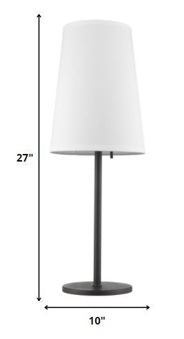 Lampe de table en métal noir de 27 po avec abat-jour conique blanc