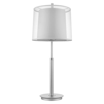 Lampe de table en métal argenté de 31 po avec abat-jour empire blanc