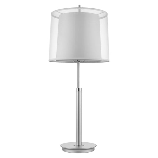 Lampe de table en métal argenté de 31 po avec abat-jour empire blanc