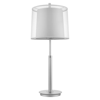 Lampe de table en métal argenté de 31 po avec abat-jour empire blanc