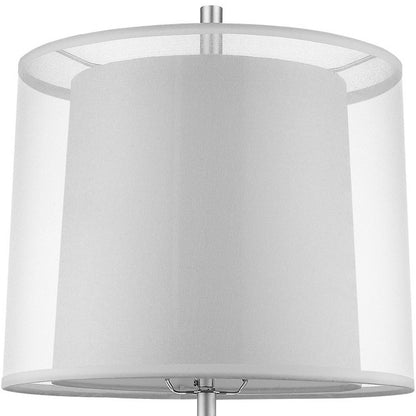 Lampe de table en métal argenté de 31 po avec abat-jour empire blanc