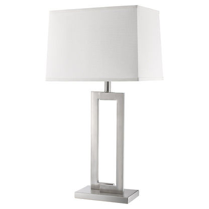 Lampe de table en métal argenté de 30 po avec abat-jour rectangulaire blanc