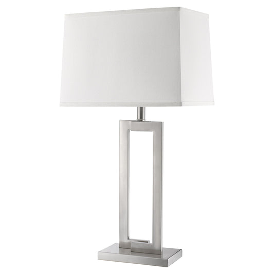 Lampe de table en métal argenté de 30 po avec abat-jour rectangulaire blanc