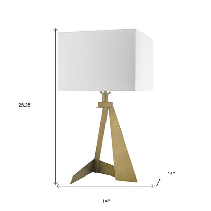 25" Brass Metal Novelty Table Lamp With White Shade