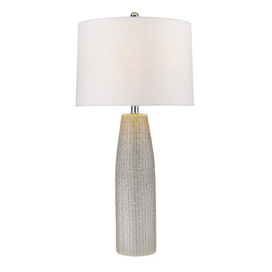 33" Light Gray Ceramic Table Lamp With White Drum Shade