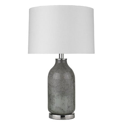 Lampe de table en verre gris de 25 po avec abat-jour empire blanc