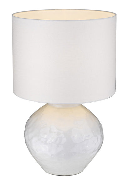 Lampe de table en céramique blanche de 26 po avec abat-jour tambour blanc