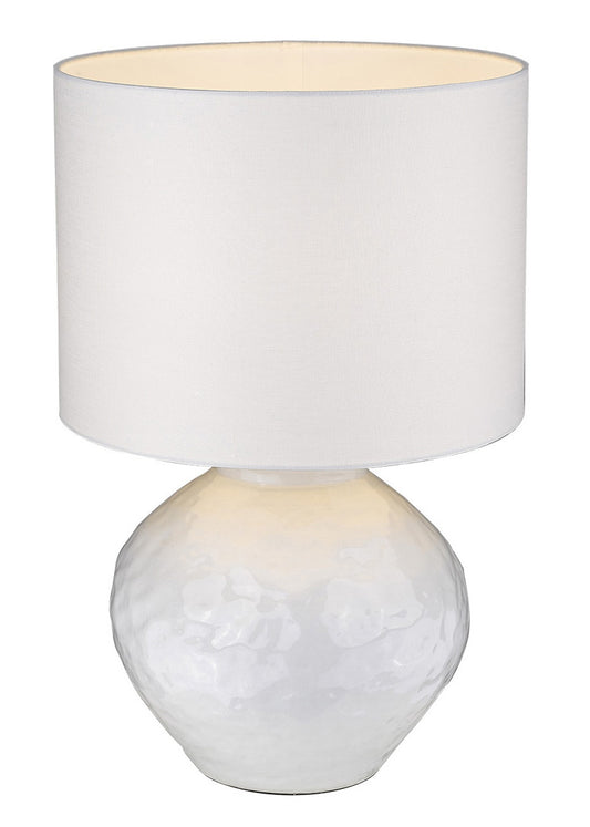 Lampe de table en céramique blanche de 26 po avec abat-jour tambour blanc