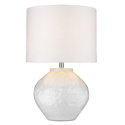 Lampe de table en céramique blanche de 26 po avec abat-jour tambour blanc