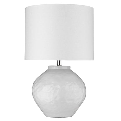 Lampe de table en céramique blanche de 26 po avec abat-jour tambour blanc