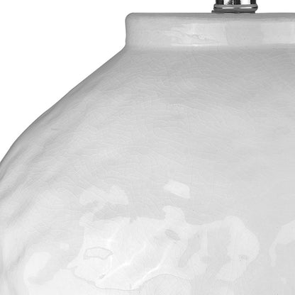 Lampe de table en céramique blanche de 26 po avec abat-jour tambour blanc