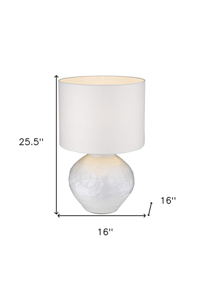 Lampe de table en céramique blanche de 26 po avec abat-jour tambour blanc