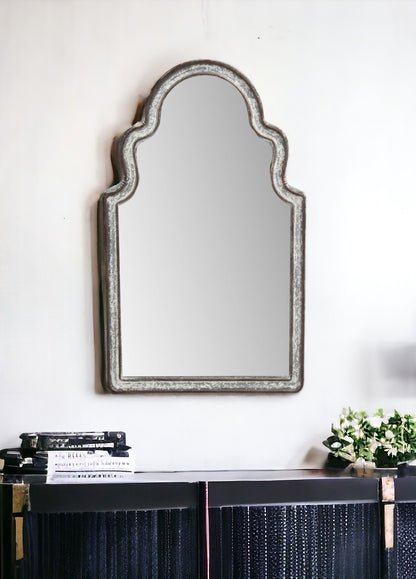 Miroir d'appoint abstrait gris avec cadre en métal de 24 po