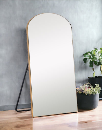 Miroir sur pied pleine longueur avec cadre en bois doré de 71 po