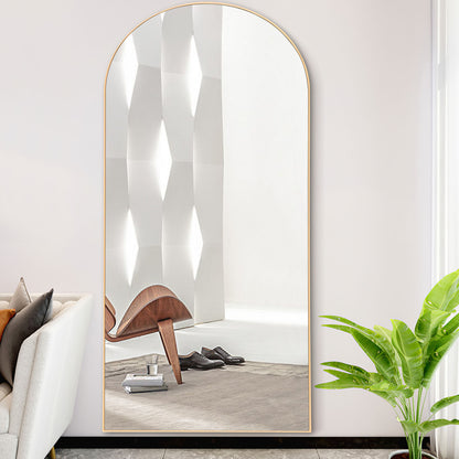 Miroir sur pied pleine longueur avec cadre en bois doré de 71 po