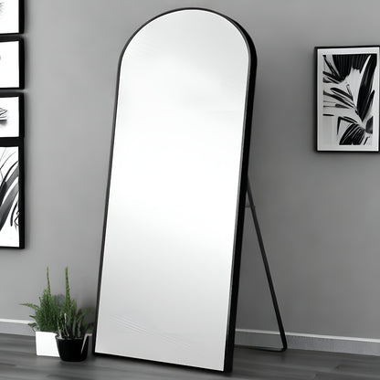 Miroir noir sur pied en arc