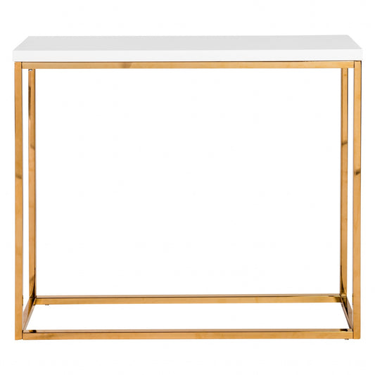 35" White and Gold Frame Console Table