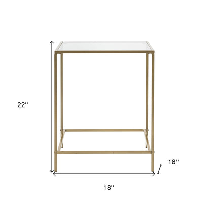 Table d'appoint en verre doré et transparent de 22 po