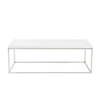 Table basse en métal blanc et argent de 47 po