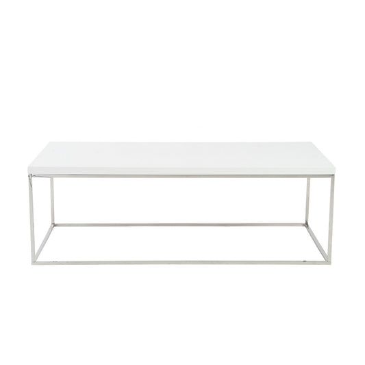 Table basse en métal blanc et argent de 47 po