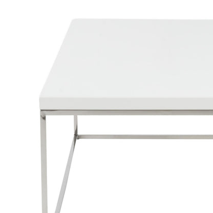 Table basse en métal blanc et argent de 47 po