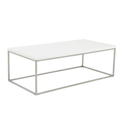 Table basse en métal blanc et argent de 47 po