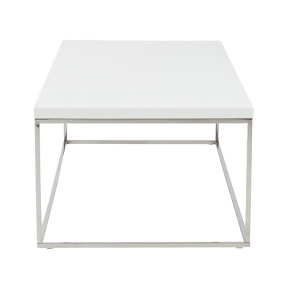 Table basse en métal blanc et argent de 47 po