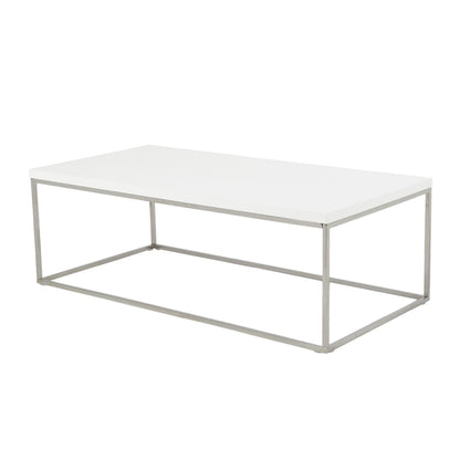 Table basse en métal blanc et argent de 47 po