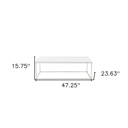 Table basse en métal blanc et argent de 47 po