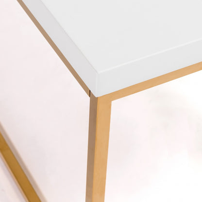 Table basse en métal blanc et doré de 47 po