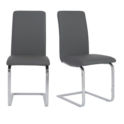 Ensemble de deux chaises de salle à manger Mod gris foncé et argent