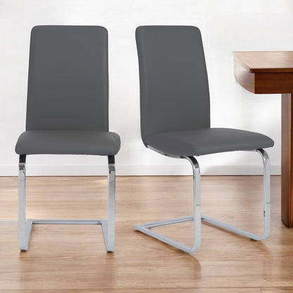 Ensemble de deux chaises de salle à manger Mod gris foncé et argent