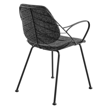 Ensemble de deux fauteuils de salle à manger en tissu gris foncé et noir