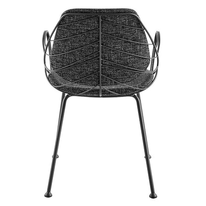 Ensemble de deux fauteuils de salle à manger en tissu gris foncé et noir