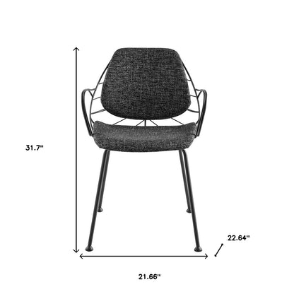 Ensemble de deux fauteuils de salle à manger en tissu gris foncé et noir