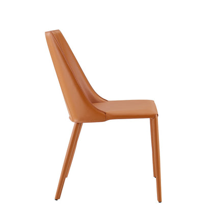 Chaise de salle à manger en cuir rembourrée couleur terre cuite