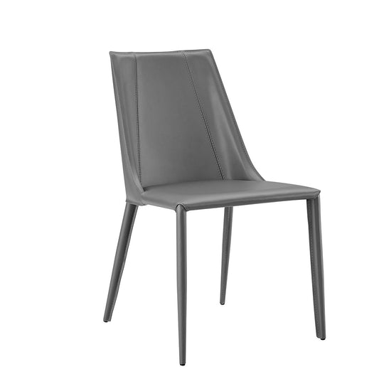 Chaise de salle à manger en cuir rembourré gris