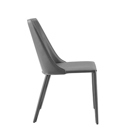 Chaise de salle à manger en cuir rembourré gris